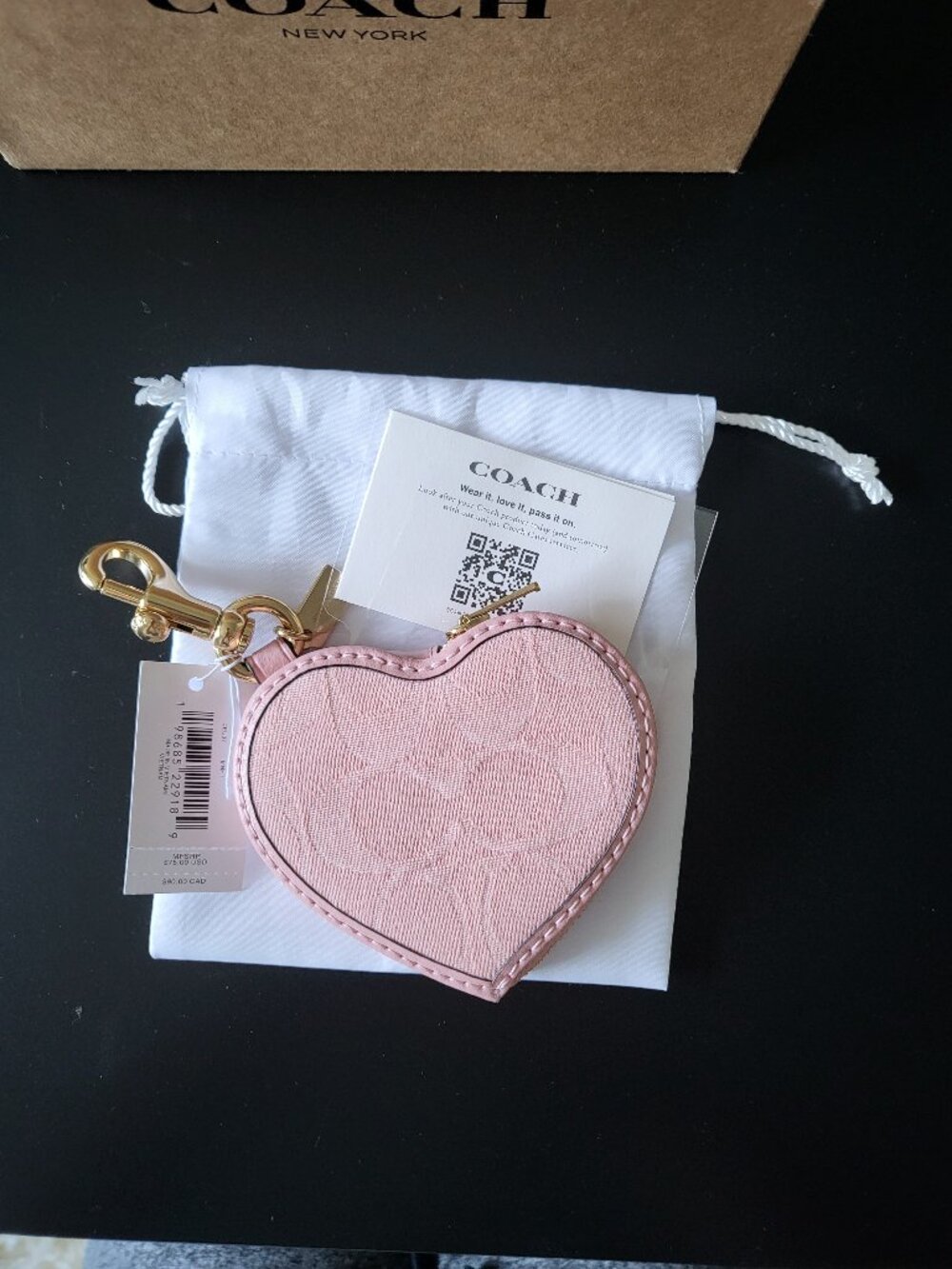 Coach Outlet Heart Bag Charm In Signature Denim - NWT